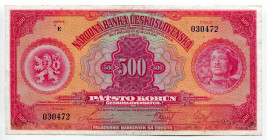 Czechoslovakia 500 Korun 1929
P# 24a; # E 030472