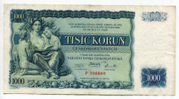 Czechoslovakia 1000 Korun 1934 Fancy S/N
P# 26; # P 308800; VF