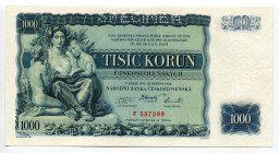 Czechoslovakia 1000 Korun 1934 Specimen
P# 26s; UNC
