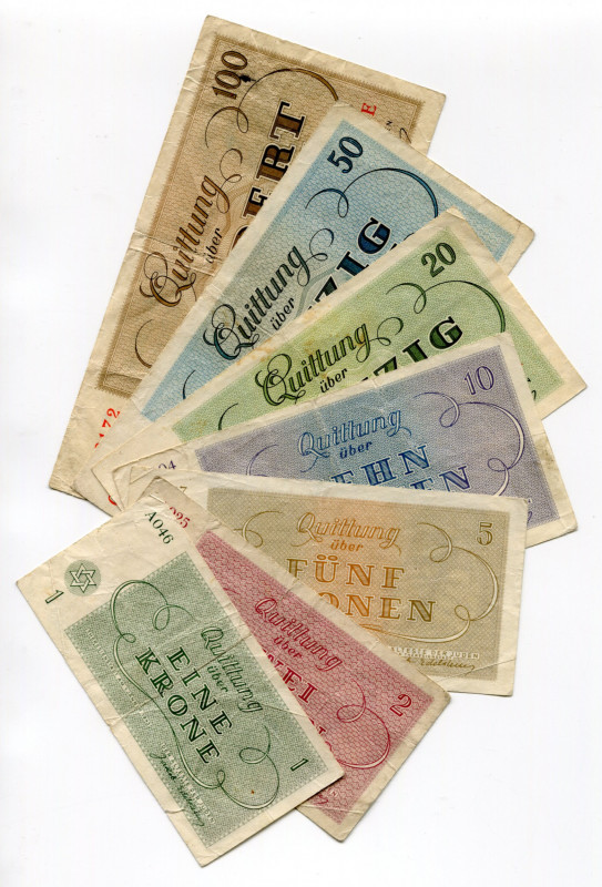 Czechoslovakia Terezin Ghetto Set of 7 Banknotes 1943
1 - 2 - 5 - 10 - 20 - 50 ...