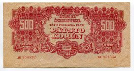 Czechoslovakia 500 Korun 1944
P# 55; VF