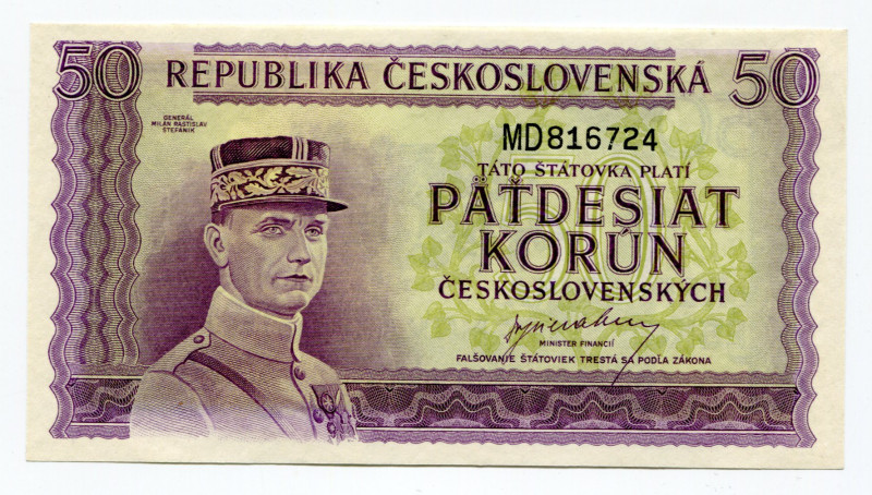 Czechoslovakia 50 Korun 1945 (ND)
P# 62a; UNC