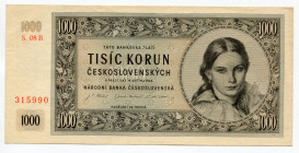 Czechoslovakia 1000 Korun 1945 Specimen
P# 74s; # 08B 315990; AUNC