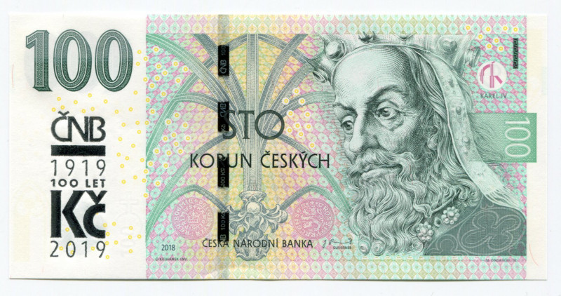 Czech Republic 100 Korun 2018 "100th Anniversary of Monetary Separation" Series ...