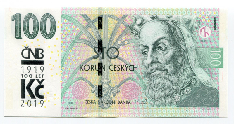 Czech Republic 100 Korun 2018 "100th Anniversary of Monetary Separation" Series ...