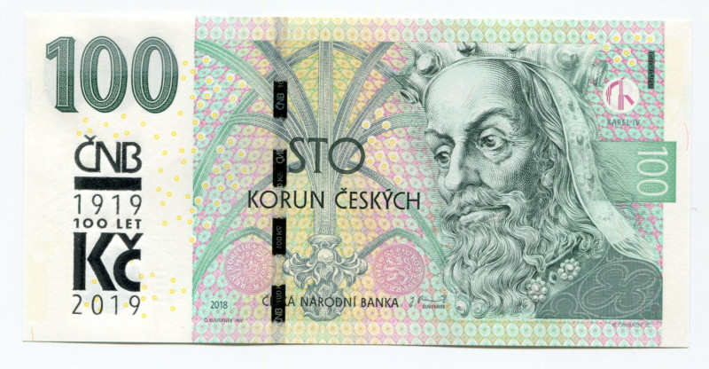 Czech Republic 100 Korun 2018 "100th Anniversary of Monetary Separation" Series ...