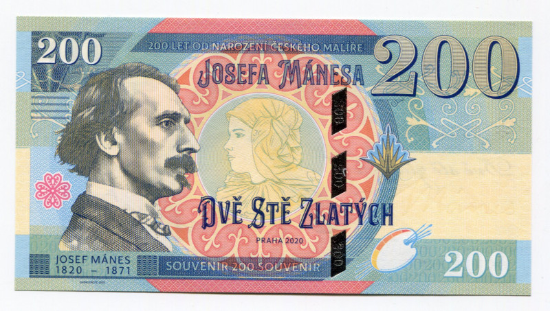 Czech Republic 200 Zlatych 2020 Specimen "Josef Mánes"
Fantasy Banknote; Limite...