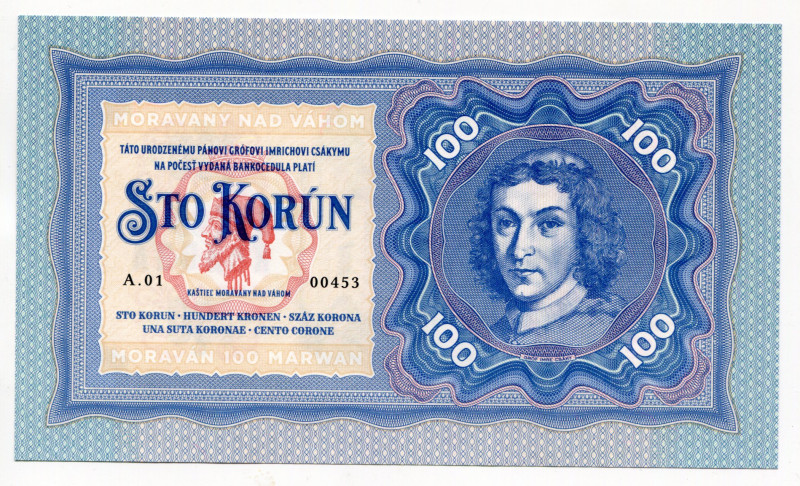 Slovakia 100 Korun 2019 Specimen "Moravany nad Váhom"
Fantasy Banknote; Limited...