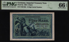 Germany - Empire 5 Mark 1904 PMG 66 EPQ
P# 8a; UNC