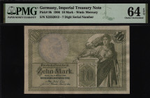 Germany - Empire 10 Mark 1906 PMG 64 EPQ
P# 9b; UNC