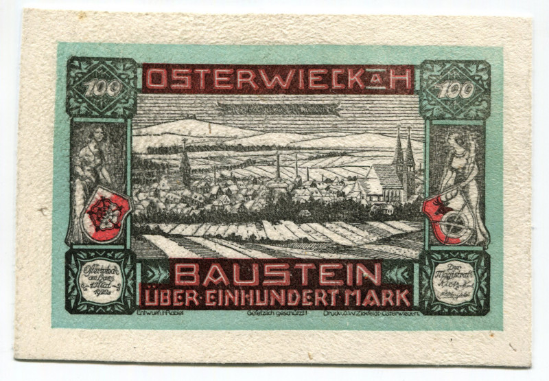 Germany - Weimar Republic Osterwieck 100 Mark 1922
Grabowski# 360; Leather