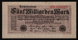 Germany - Weimar Republic 5 Milliarden Mark 1923
P# 123; UNC-