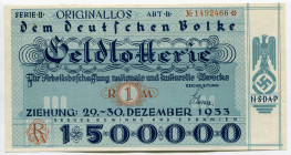 Germany - Third Reich Lottery Ticket 1 Reichsmark 1933
# 1492466; AUNC
