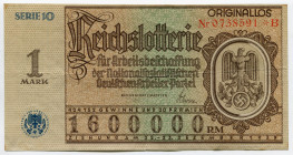 Germany - Third Reich Lottery Ticket 1 Reichsmark 1937
# 0738591 B; VF-XF