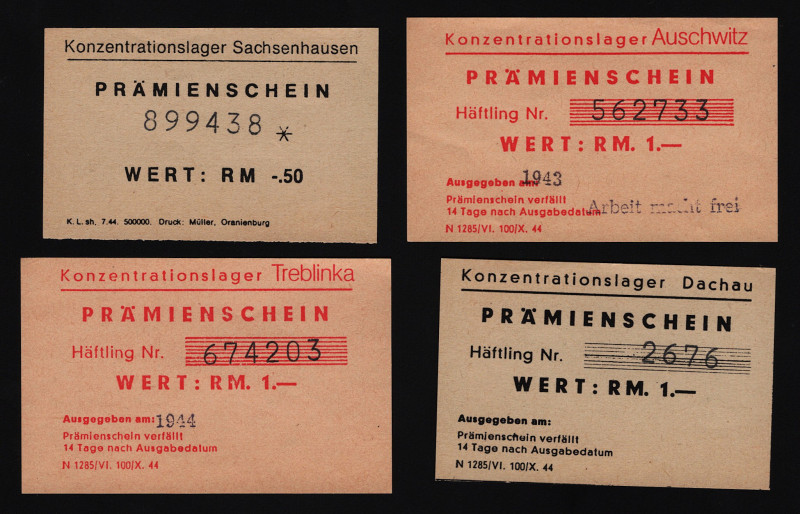 Germany - Third Reich Konzentraionslager Lot of 4 Banknotes 1940 - 1945 Fantasy ...