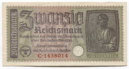 Germany - Third Reich Occupied Territories 20 Reichsmark 1940 - 1945 (ND)
P# R139; # C1438014; UNC