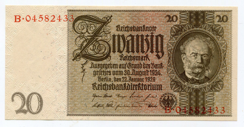 Germany - Third Reich 20 Reichsmark 1945 (1929)
P# 181b; AUNC