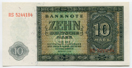 Germany - DDR 10 Deutsche Mark 1948
P# 12b; # RS 5244184; Deutsche Notenbank 1948 Issue; UNC