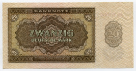 Germany - DDR 20 Deutsche Mark 1948
P# 13b; # AG 2176002; Deutsche Notenbank 1948 Issue; UNC