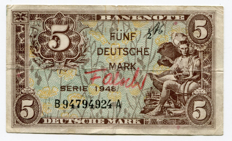 Germany - FRG 5 Deutche Mark 1948 Forgery
P# 4a