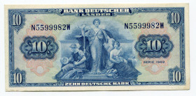 Germany - FRG 10 Mark 1949
P# 16a; XF+, Cripy in hands