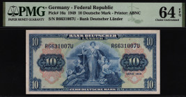Germany - FRG 10 Mark 1949 PMG 64 EPQ
P# 16a; UNC
