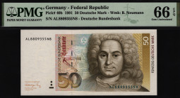 Germany - FRG 50 Mark 1990 PMG 66 EPQ
P# 40b; UNC