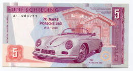 Germany - FRG 5 Schilling 2019 Specimen "Porshe 356"
Fantasy Banknote; Limited Edition; Made by Matej Gábriš; BUNC