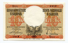 Albania 10 Lek 1940 (ND)
P# 11; UNC-
