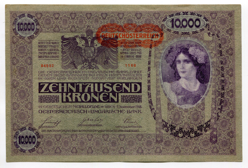 Austria 10000 Kronen 1918 (ND)
P# 65; XF+