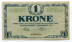 Denmark 1 Krone 1916
P# 1a; VF