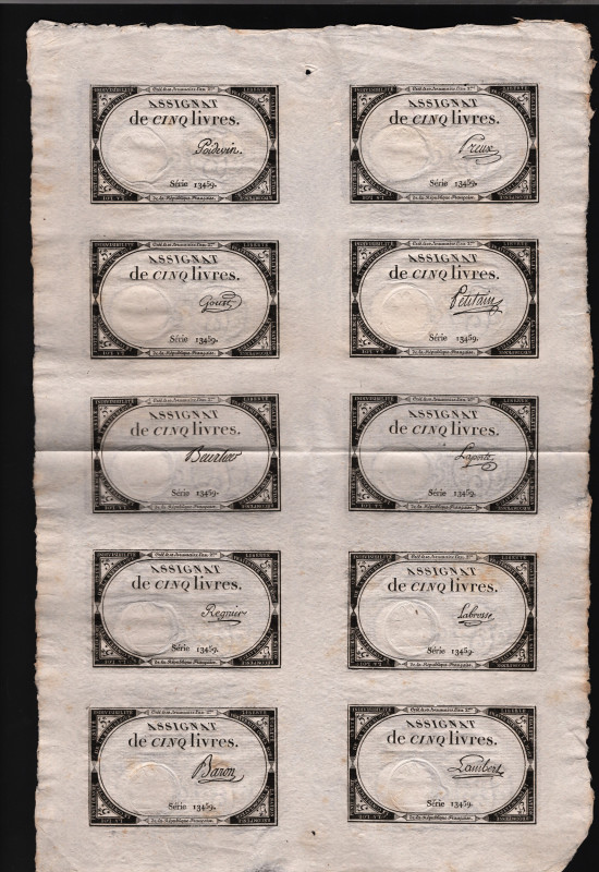 France 5 Livres 1793 Full List 10 Pieces
P# A76; XF