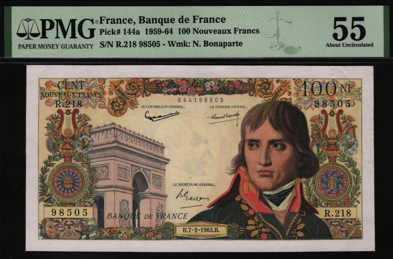 France 100 Nouveaux Francs 1963 PMG 55
P# 144a; AUNC