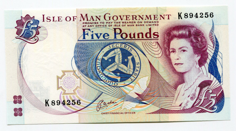 Isle of Man 5 Pounds 1991 (ND)
P# 41b; UNC