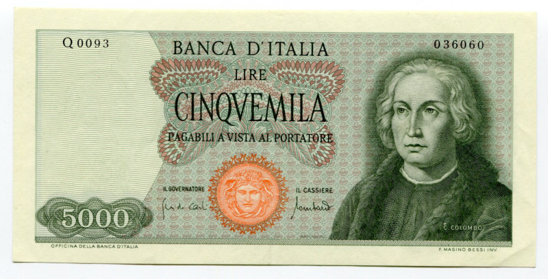 Italy 5000 Lire 1970
P# 98c; XF