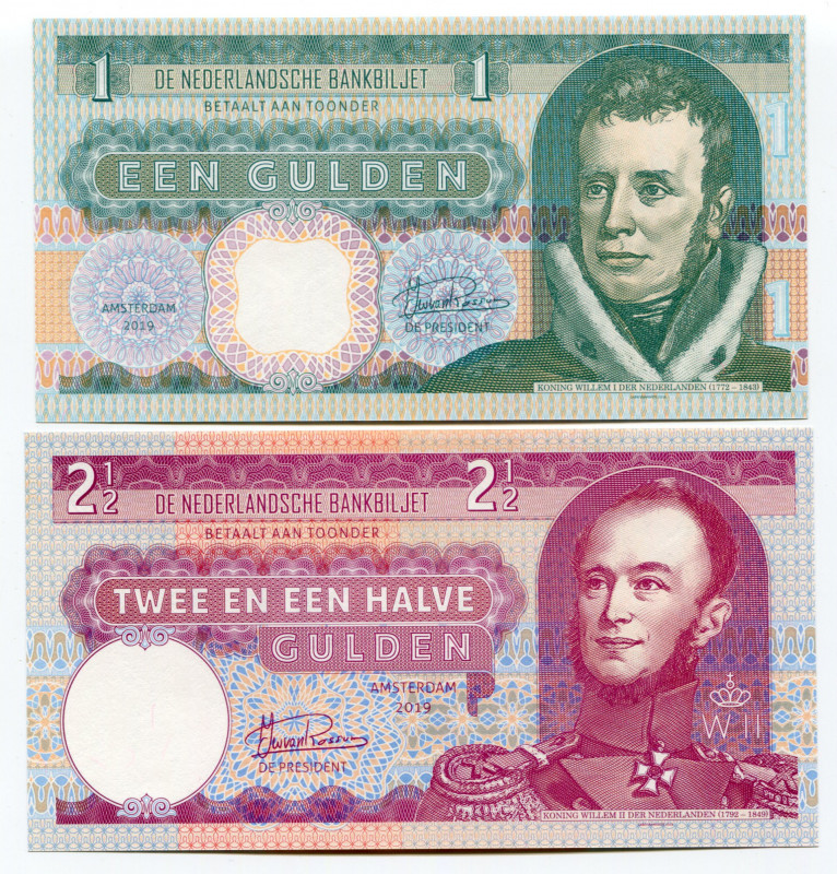 Netherlands 1 & 2-1/2 Gulden 2019 Specimen "Willem I 1722-1843"
Fantasy Banknot...