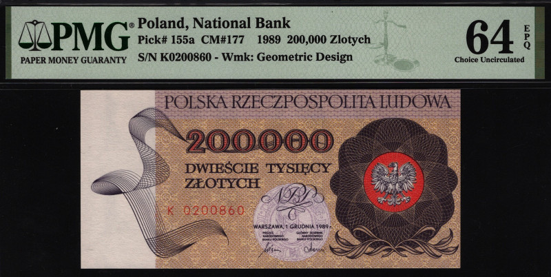 Poland 200000 Zlotych 1989 PMG 64 EPQ
P# 155a; UNC