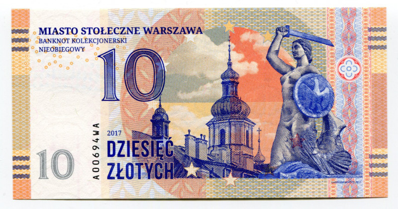 Poland 10 Zlotych 2017 Specimen "Warszawa"
Fantasy Banknote; Limited Edition; M...