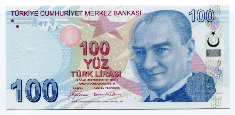 Turkey 100 Lira 2009
P# 226a; UNC