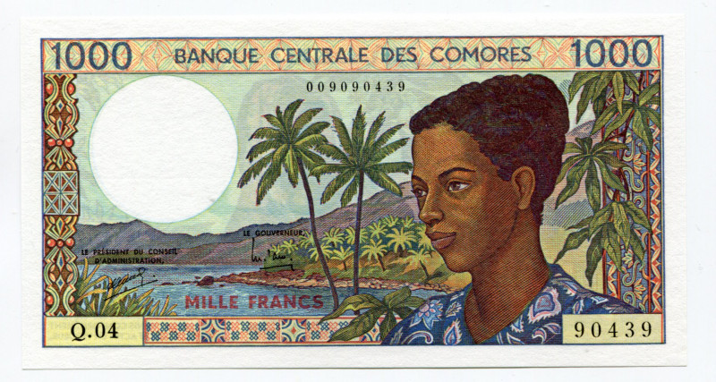 Comoros 1000 Francs 1994
P# 11b; UNC