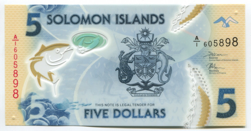 Solomon Islands 5 Dollars 2019
P# New; UNC; Polymer