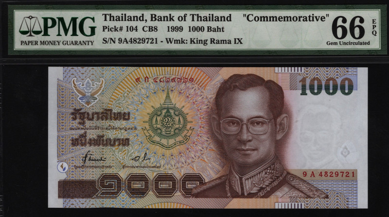 Thailand 1000 Baht 1999 PMG 66 EPQ
P# 104; UNC