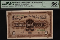 Latvia 25 Roubles 1919 PMG 66 EPQ
P# 5h; UNC
