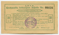 Latvia Lottery Ticket 20 Santimu 1928
# 09176; AUNC
