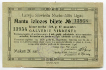 Latvia Lottery Ticket 20 Santimu 1929
# 13954; VF