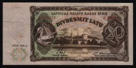 Latvia 20 Latu 1935
P# 30a; XF-AUNC
