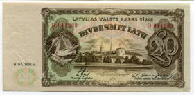 Latvia 20 Latu 1935
P# 30a; Serie D; UNC