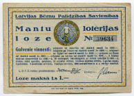 Latvia Lottery Ticket 1 Lats 1935
# 39634; VF-XF