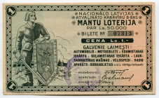 Latvia Lottery Ticket 1 Lats 1938
# 07313; VF
