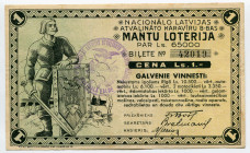 Latvia Lottery Ticket 1 Lats 1939
# 42019; VF